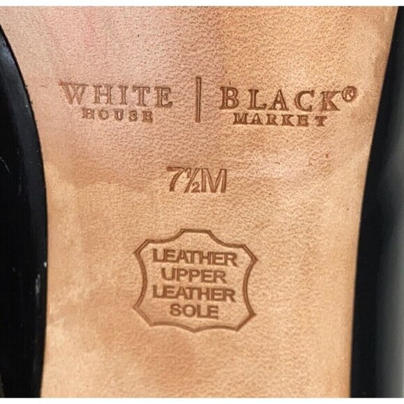 WHITE HOUSE BLACK MARKET Womens' Black Nice Patent Leather Pump Heels Size 7.5 - Picture 6 of 7